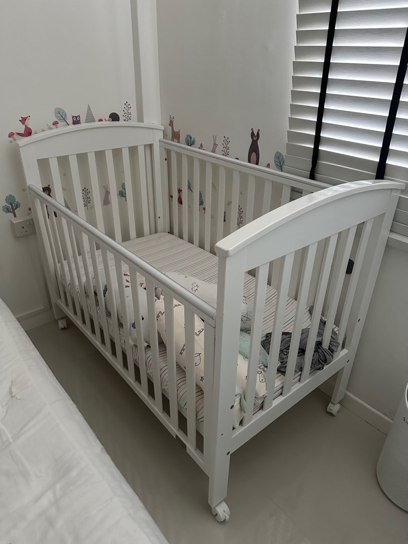 Babyhood Classic Curve Cot 4 in 1 White Babies Kids Baby Nursery Kids Furniture Cots Cribs on Carousell