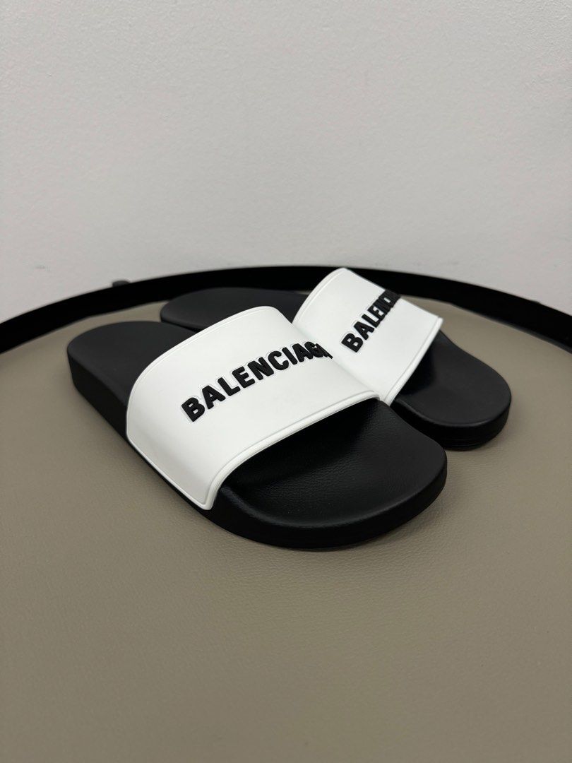 White shop balenciaga slides