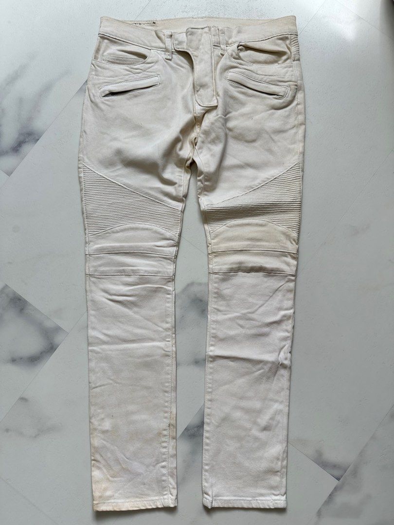 White best sale biker jeans
