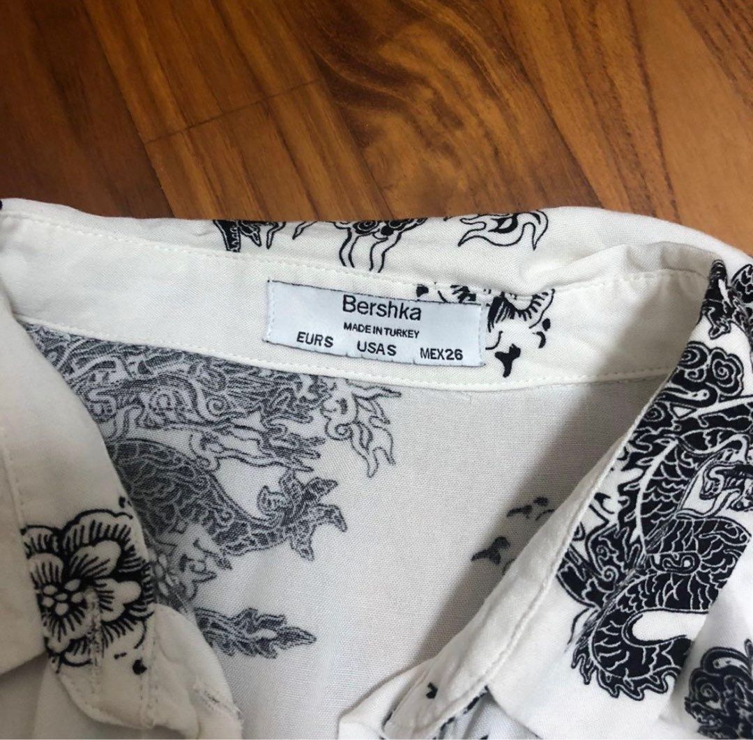 Bershka Dragon Print Cropped Shirt