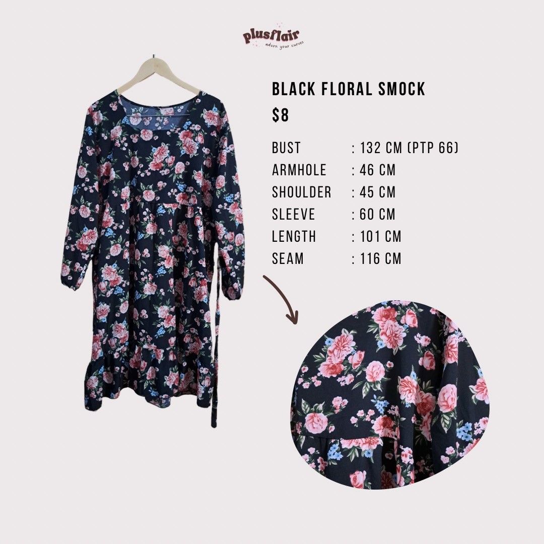 BLACK SMOCK NECK FLORAL BLOUSE main image 1