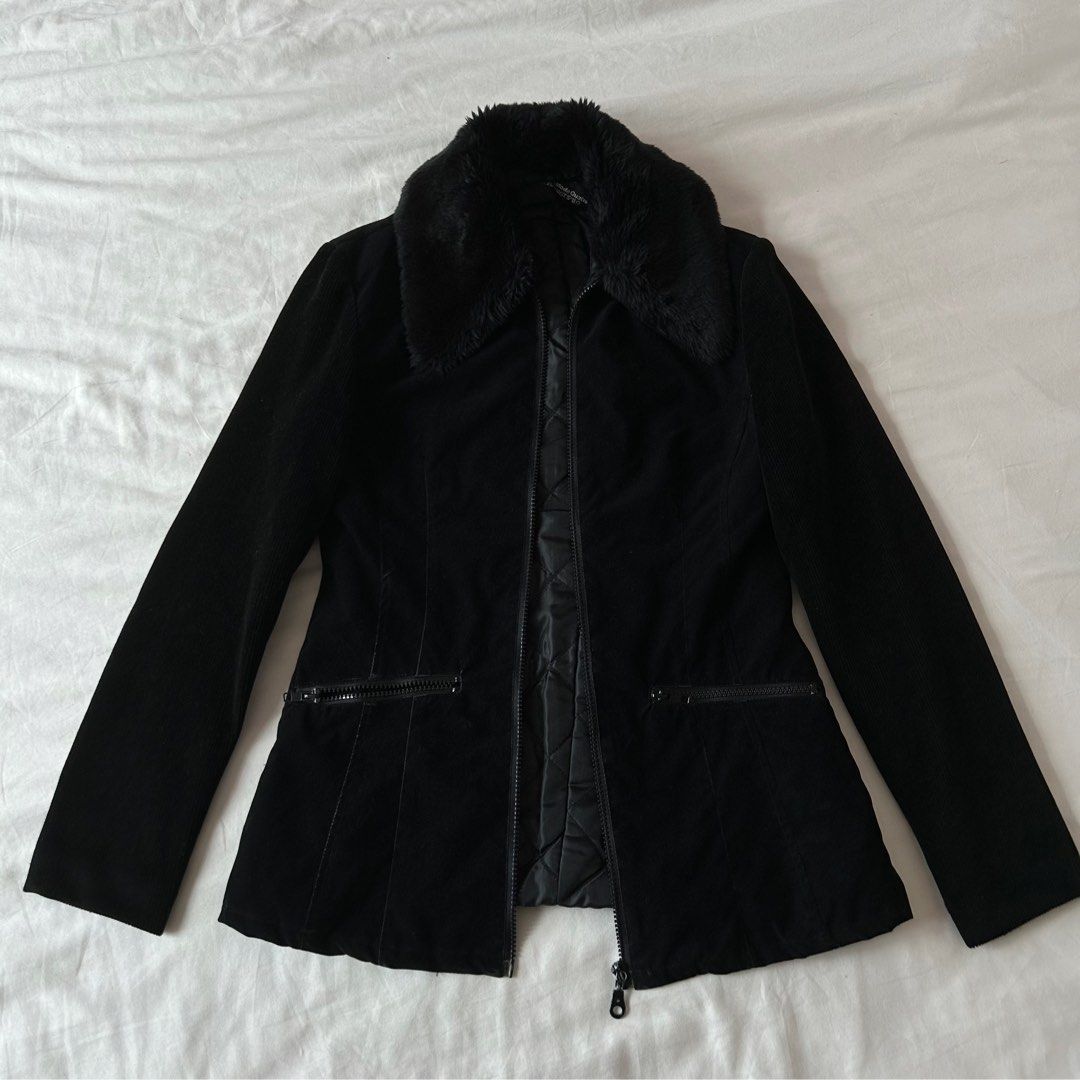 Fur collar and sleeve coat store