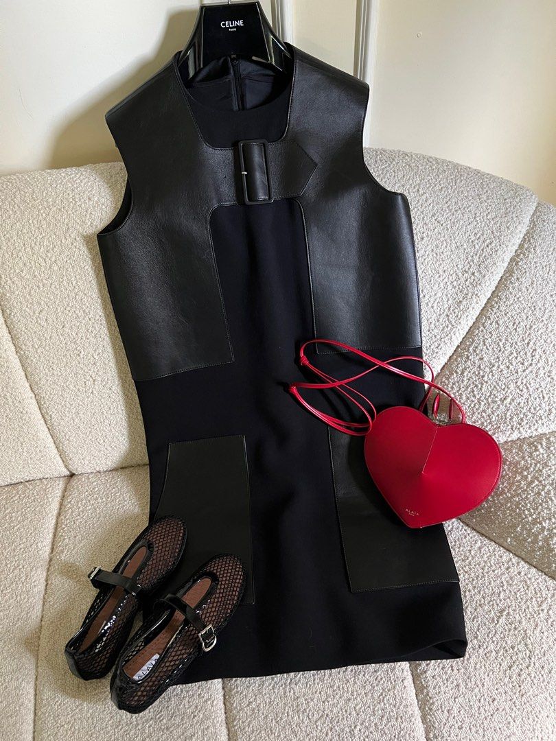 BNWT CLINE by Phoebe Philo Black Leather Dress Authentic Celine, Luxury,  Apparel on Carousell