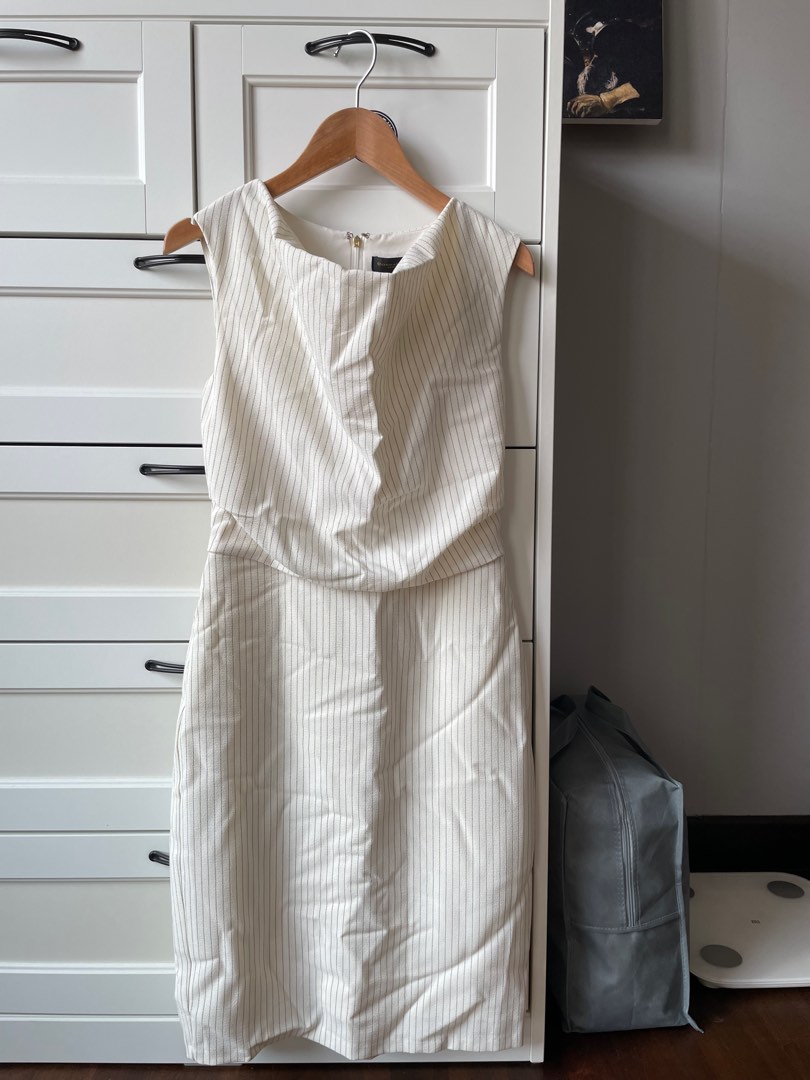 dkny white linen dress
