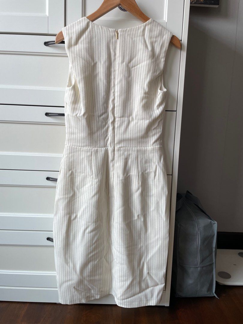 dkny white linen dress