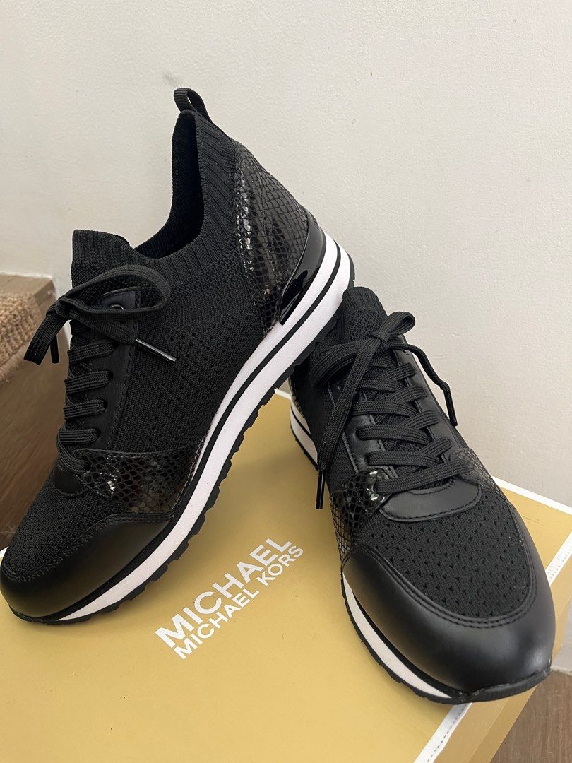 BRAND NEW ORIGINAL MICHAEL KORS MK BILLIE KNIT TRAINER BLACK