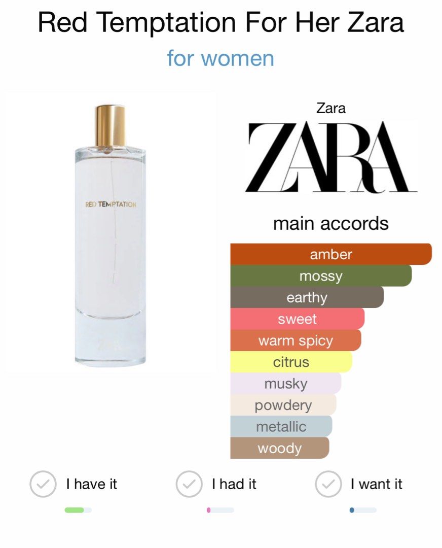 Zara Red Temptation Perfume for Women EDP Eau De Parfum Rollerball