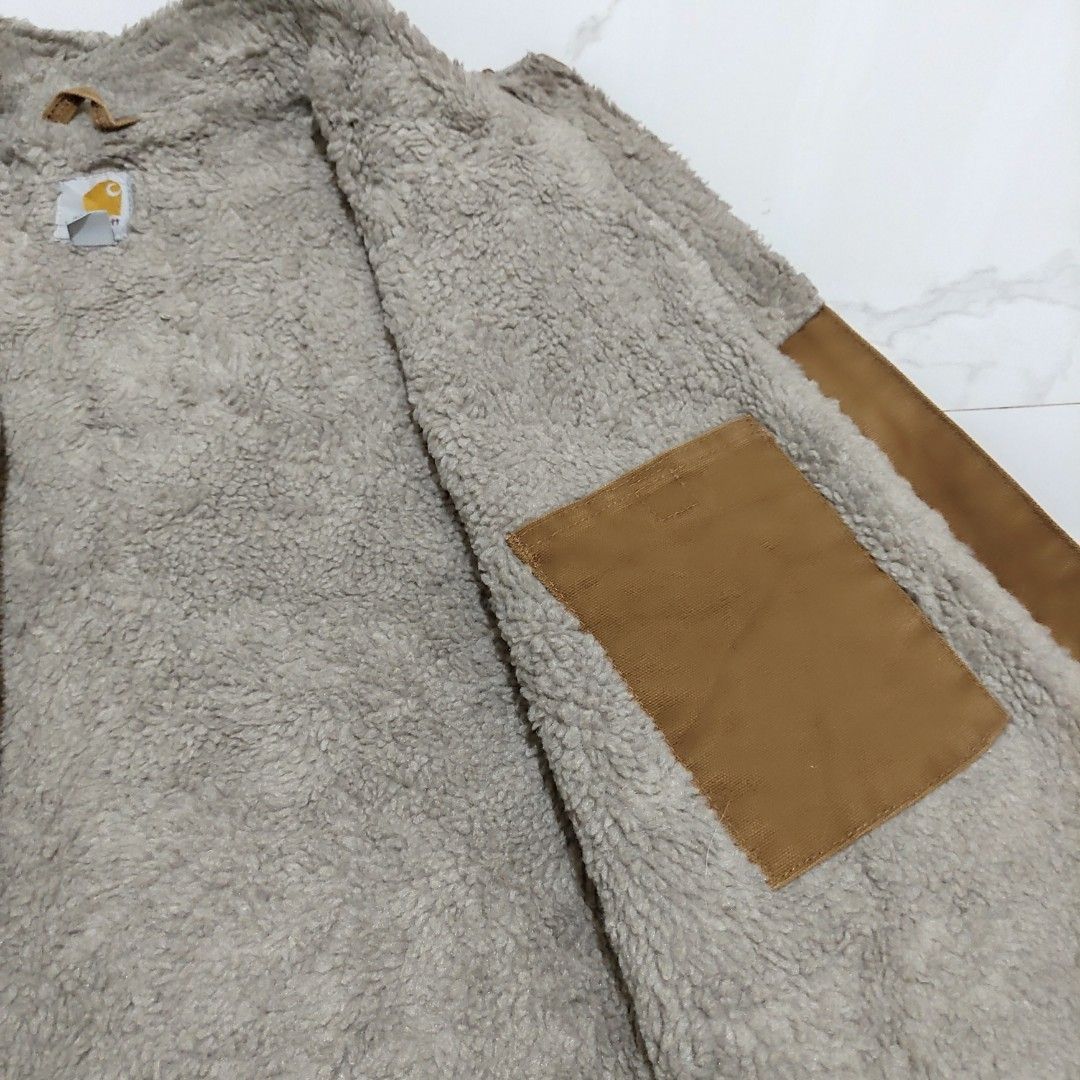 Carhartt WV001 Sandstone Mock Neck Vest Sherpa Lined Style