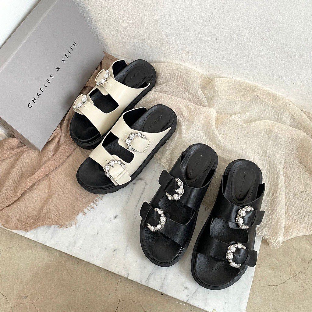 Charles Keith Double Strap Sandal Flatform White