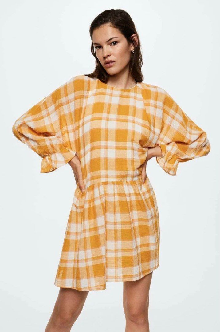Mango checked cotton discount dress