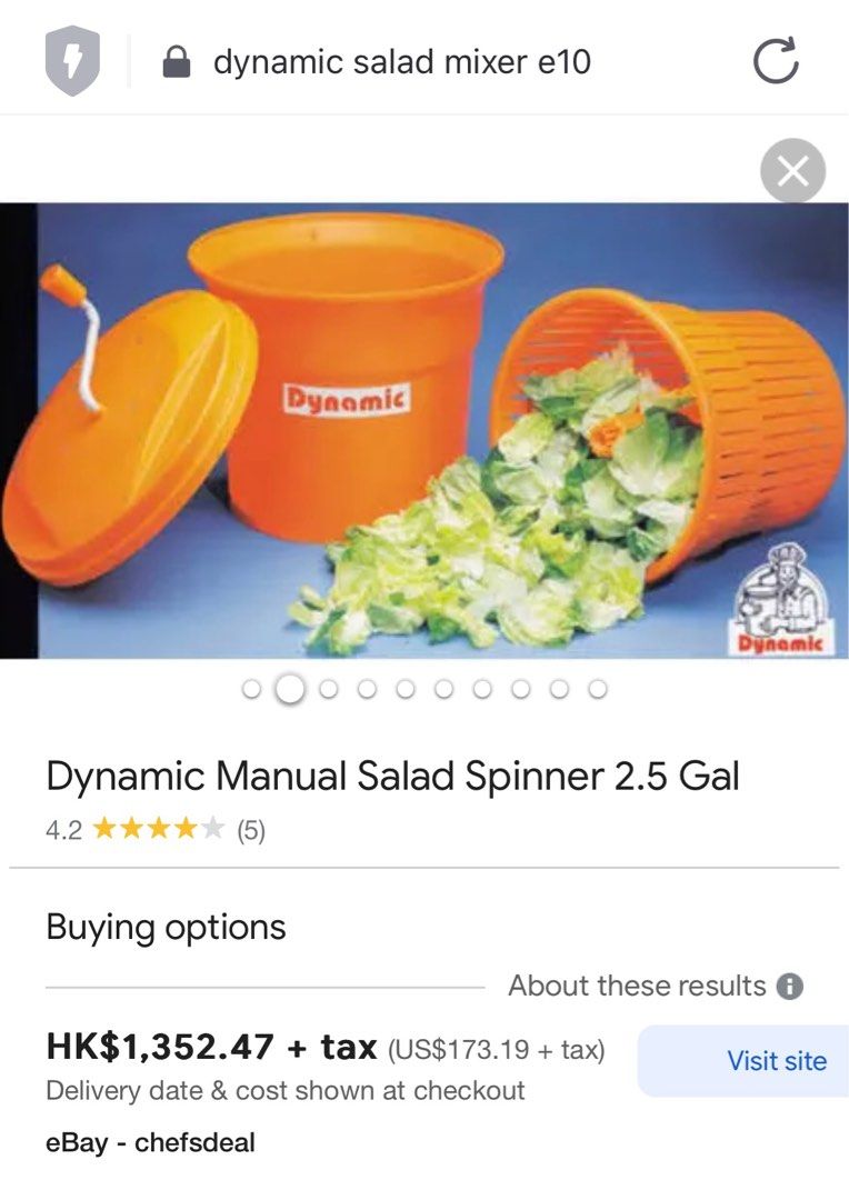 Dynamic USA E001 Plastic Manual Salad / Vegetable Spinner