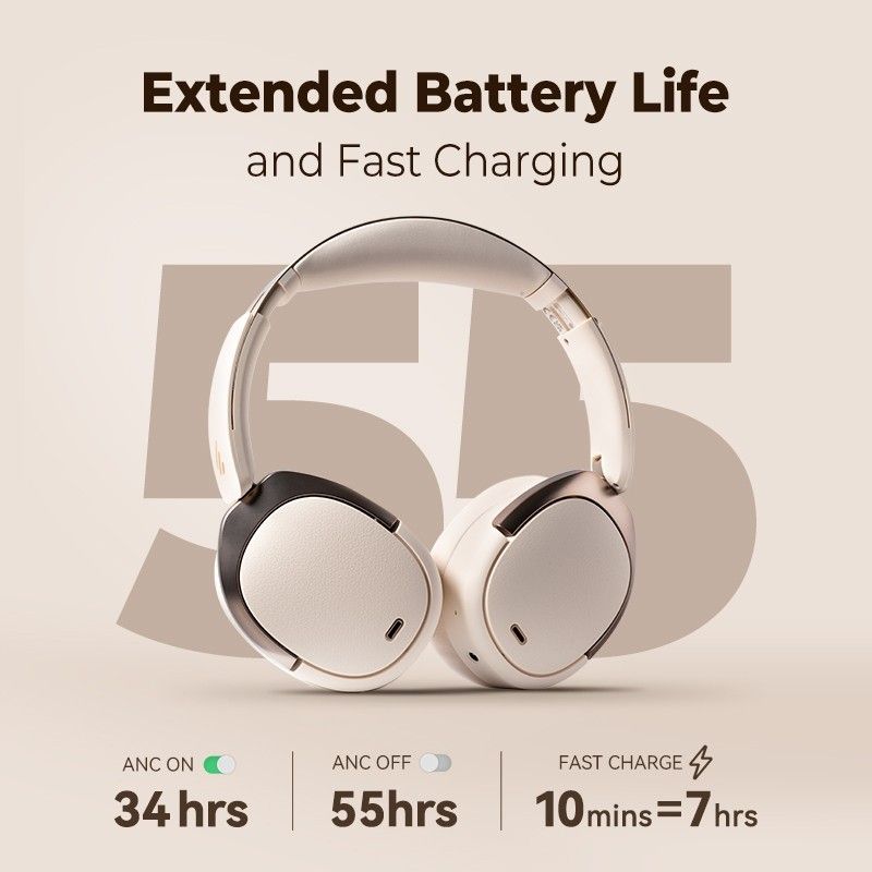 Edifier WH950NB Active Noise Cancelling Headphones, Bluetooth 5.3 Wireless  LDAC Hi-Res Audio, 55 Hours Playtime, Google Fast Pairing for Android, Dual