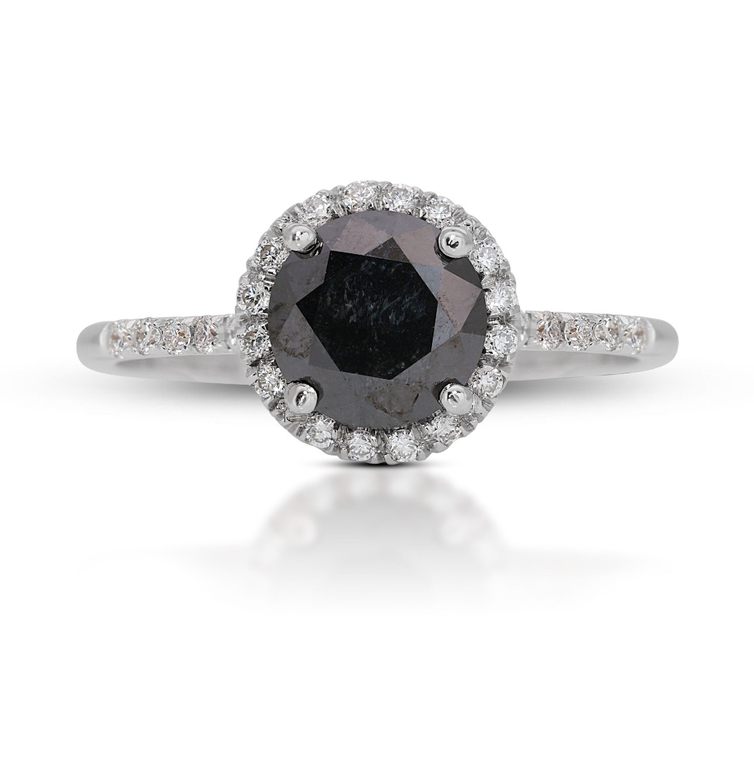 White gold black shop diamond engagement ring