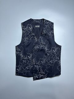 Emporio Armani Black & White Embroidery Wool Double Breasted Vest