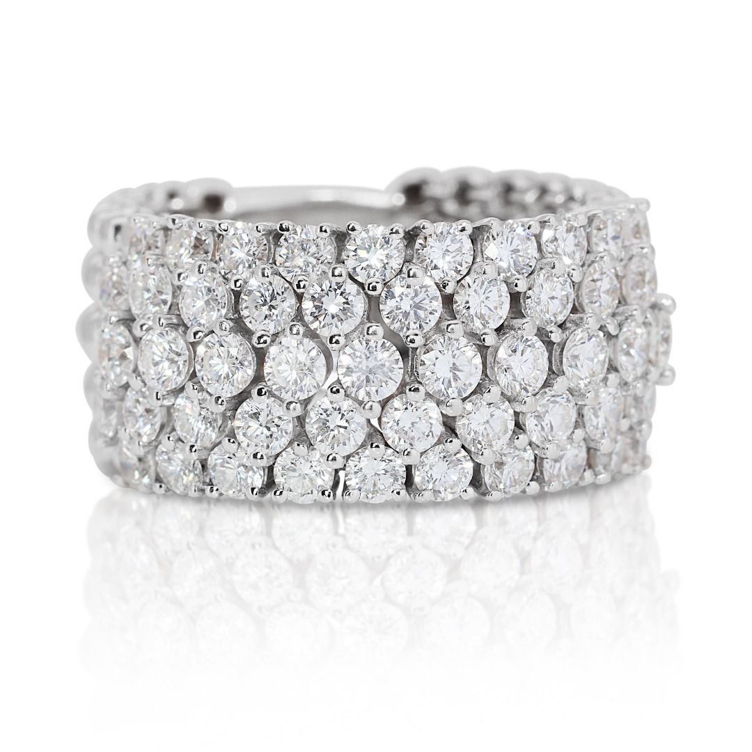 Exquisite 18K White Gold Dome Ring with 1.60ct Natural Diamonds SR WG 155738