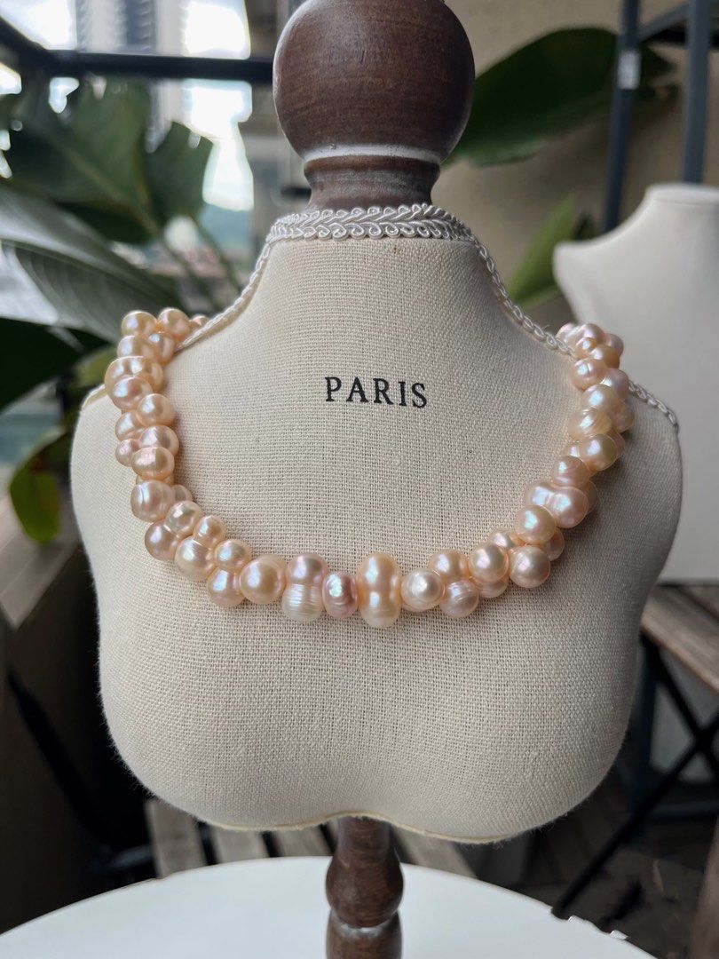 Golden Peanut Freshwater Pearl Necklace Bracelet Set Peanut Shaped Pearl Natural Colours Shapes Superb Lustre Strong Presence