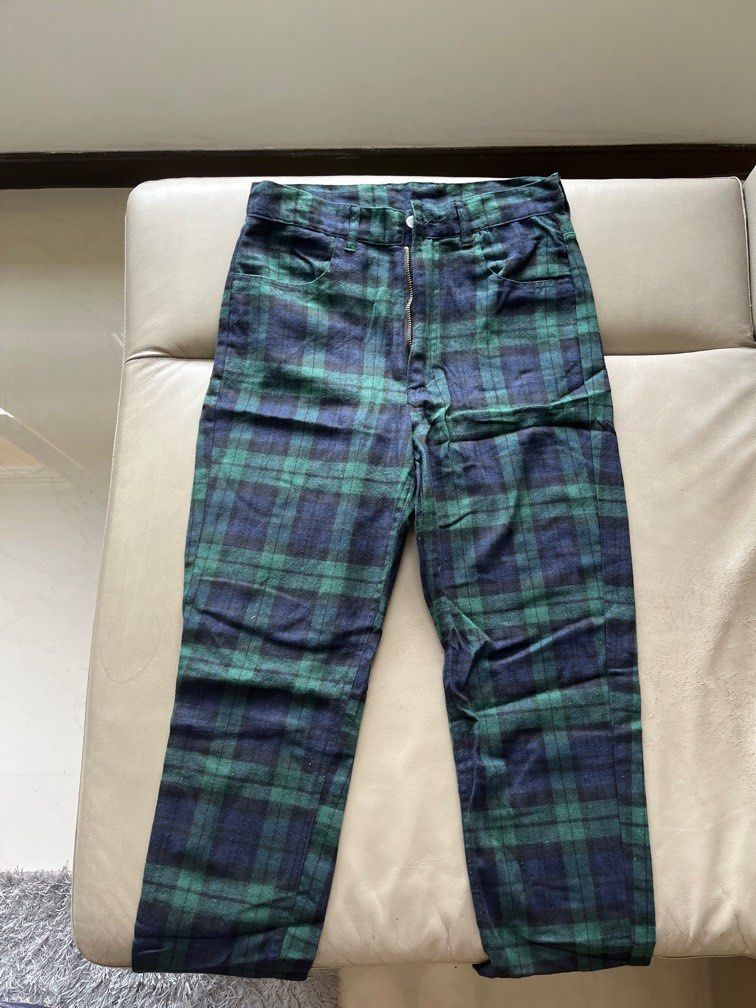 Mens blue and clearance green plaid pants