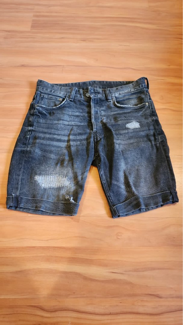 H&m ripped jean shorts men store
