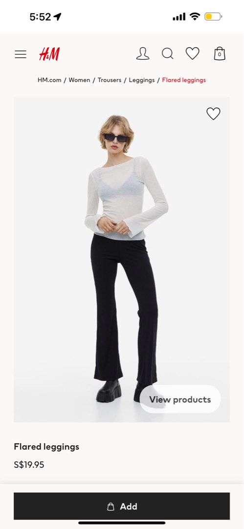 H&M flared leggings, Women's Fashion, Bottoms, Jeans & Leggings on Carousell