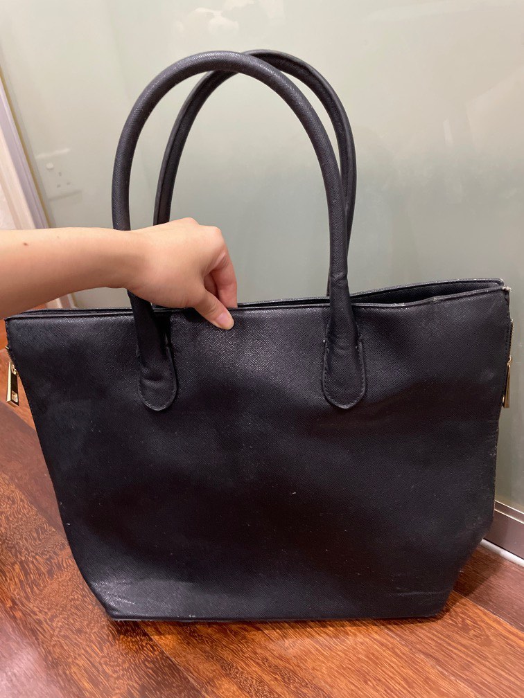 H&m black tote bag hotsell