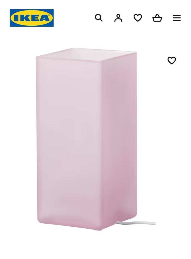Ikea frosted glass pink table lamp c w lightbulb