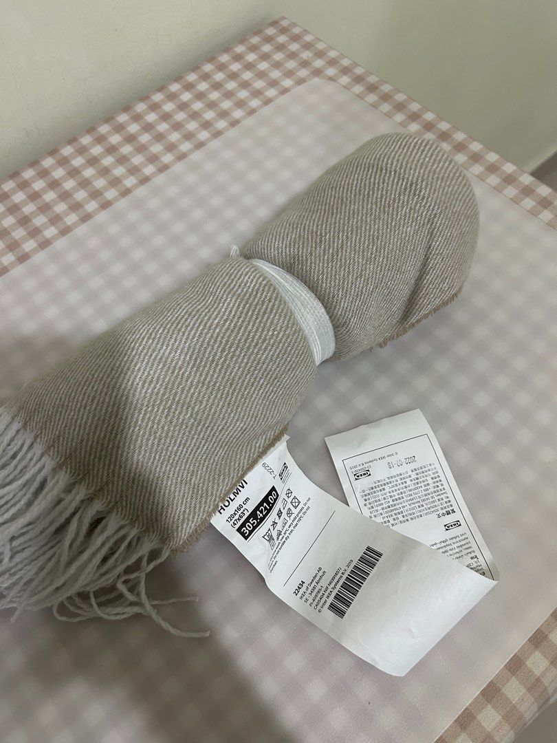 HOLMVI throw, light gray-green, 47x63 - IKEA