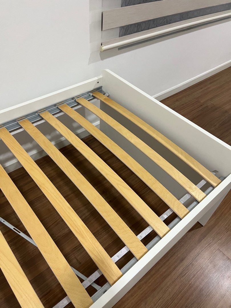 Ikea Slakt Single Bed with Luroy Slatted Bed Base 90 x 200 cm, Furniture & Home Living
