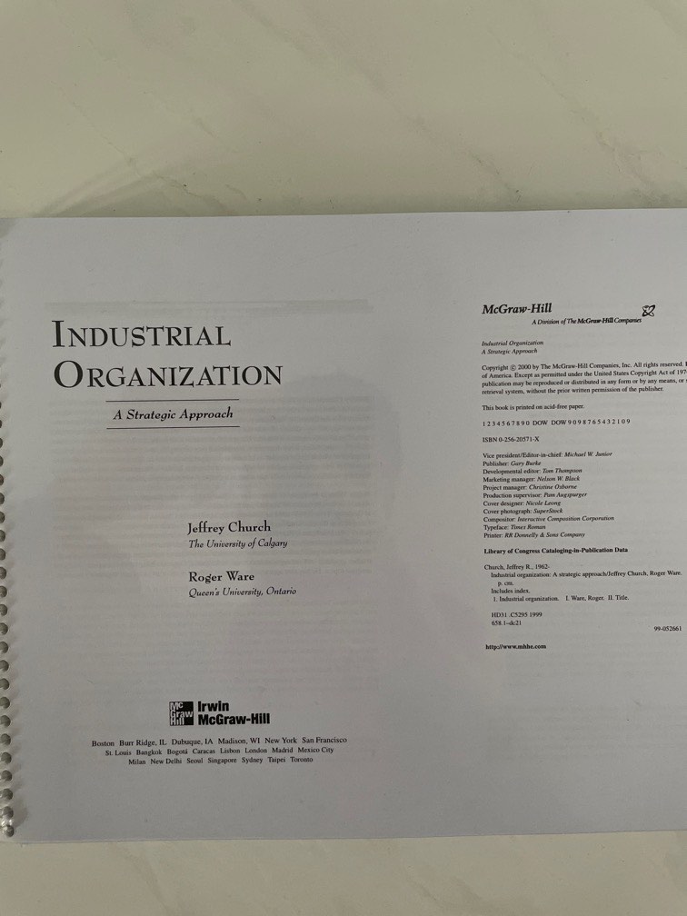 Industrial Organization: A Strategic Approach (Jeffrey Church, Roger Ware), Hobbies &amp; Toys ...