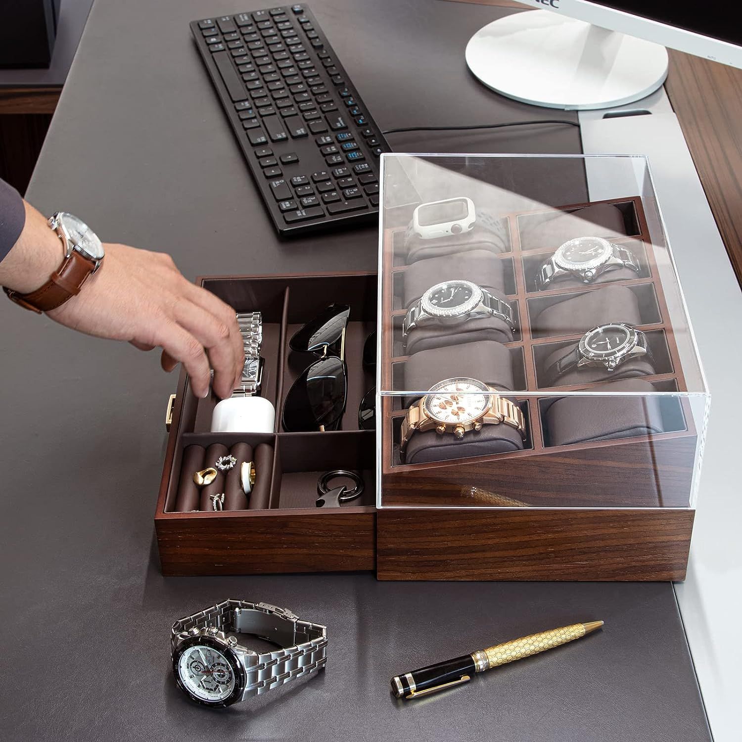 Mens watch discount and ring holder