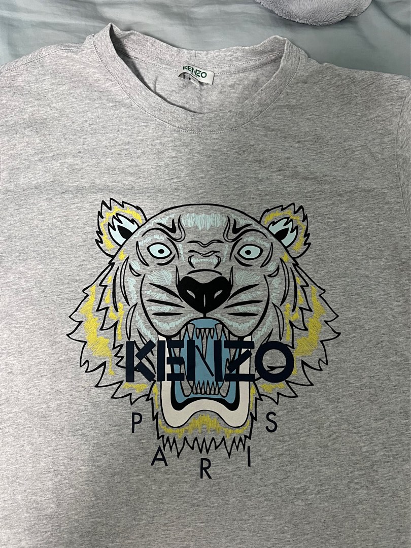 authentic kenzo tiger t shirt grey