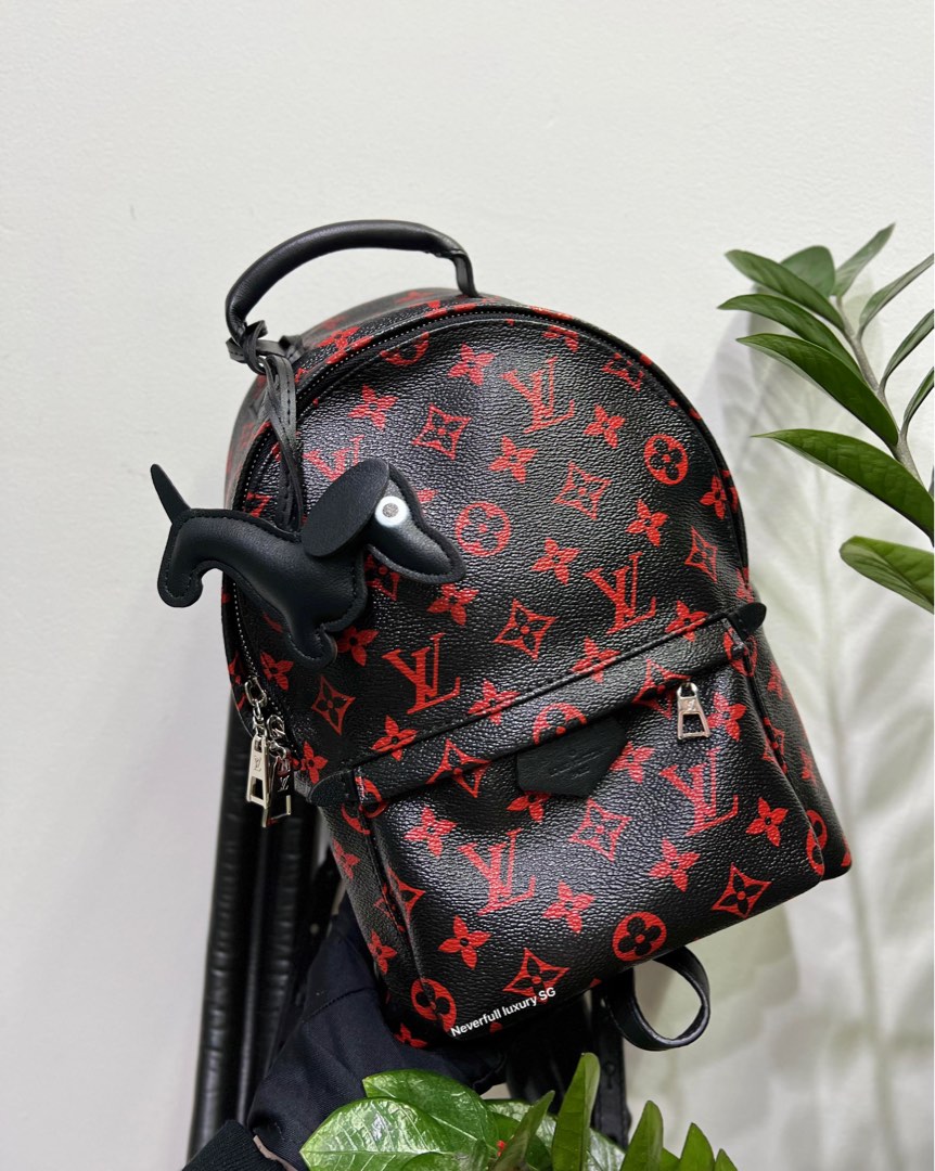 Louis vuitton black sales and red backpack