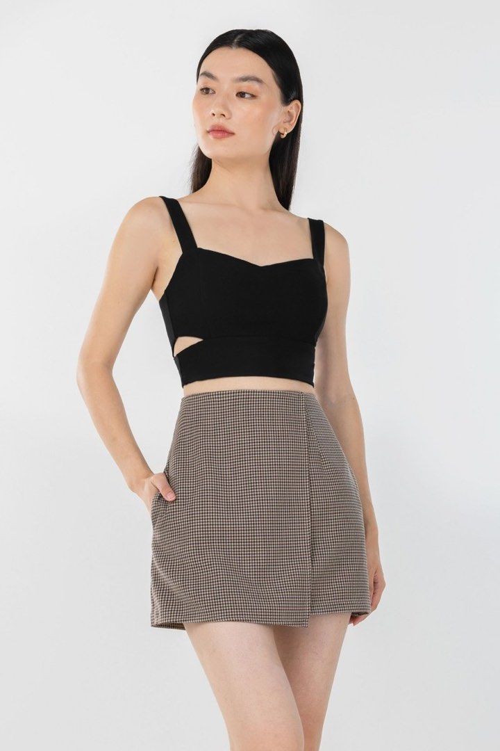 KATE TWIST KNOT CUT-OUT CAMI CROP TOP #MADEBYLOVET (BLACK)