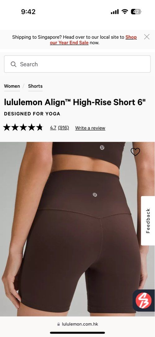 Lululemon align high-short 6 inch espresso & night sea, Women's Fashion,  Activewear on Carousell