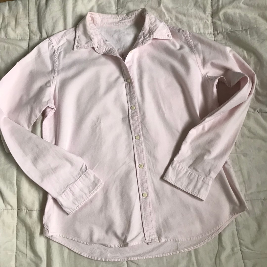 PINK Size M White Cotton Button Down Long Sleeve Shirt main image 0