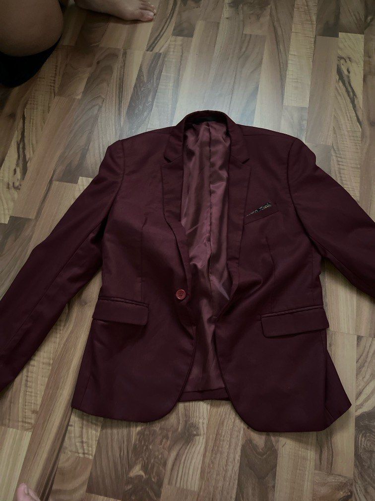 Maroon long blazer outlet