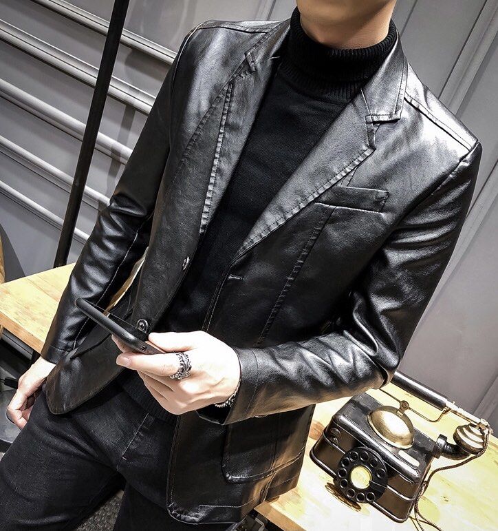 Mens leather clearance jacket blazer style