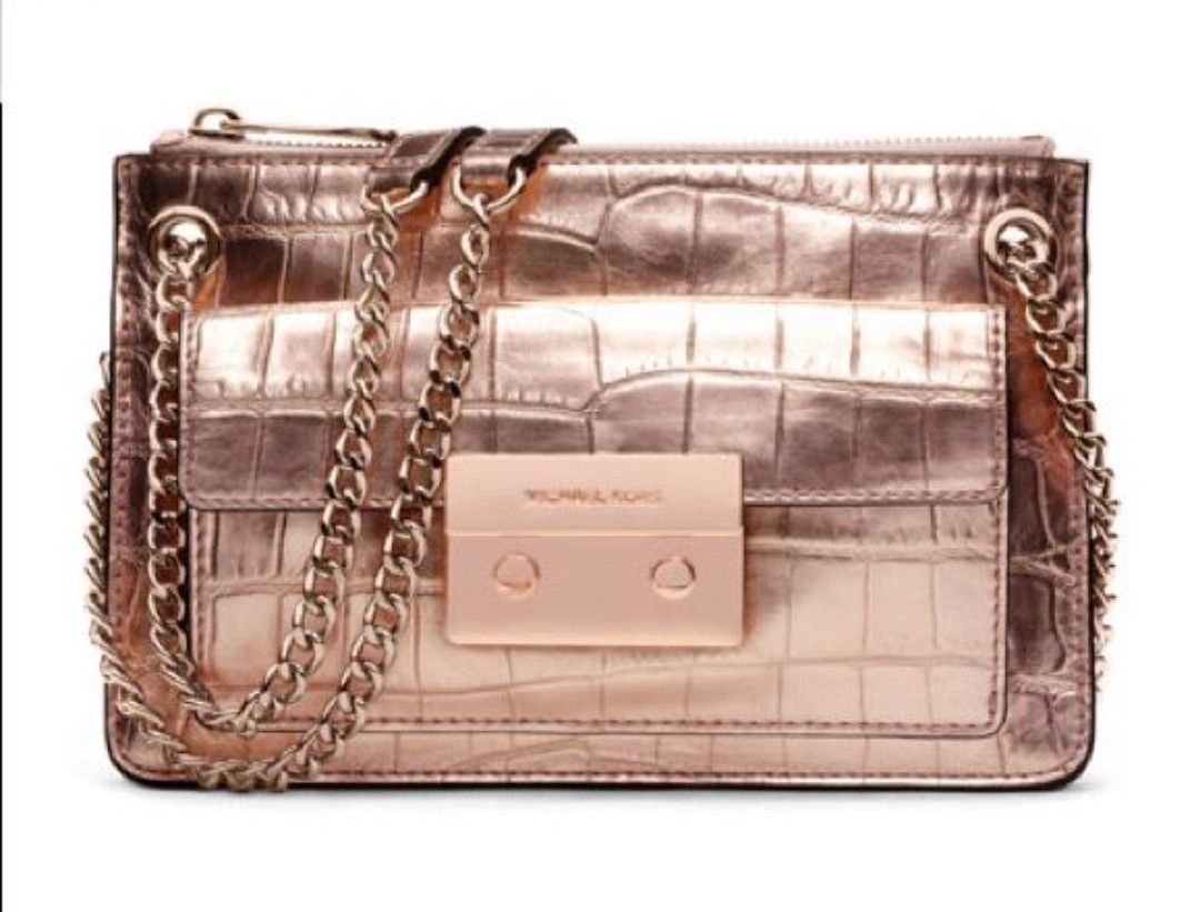 MICHAEL KORS Women's MK Jet Set LG EW Crossbody Bag Purse Pink Rose Leather  Gold | eBay