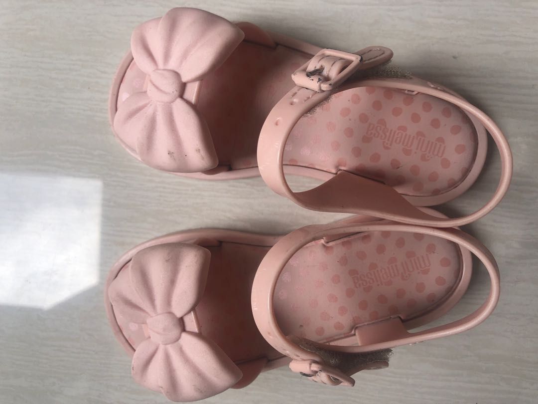 Mini Melissa sandals shoes pink princess shoes ribbons anti slip