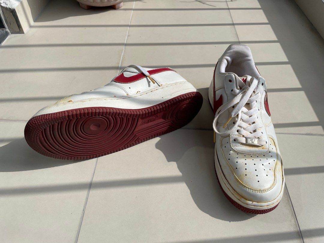 Nike af1 white red hot sale