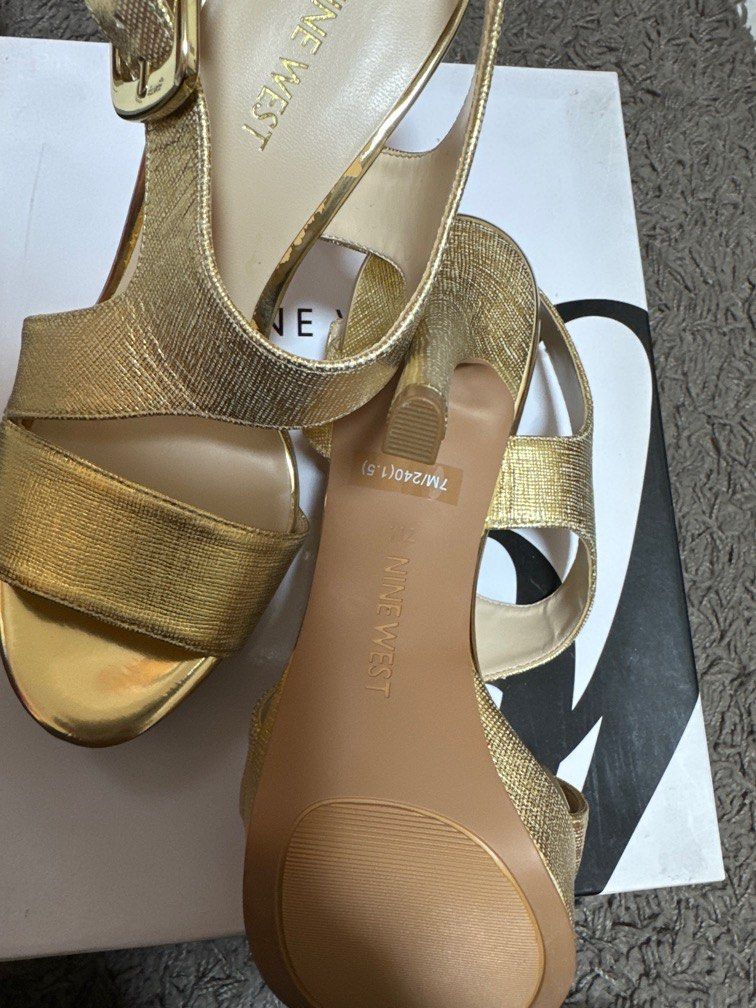 Gold nine west heels hot sale