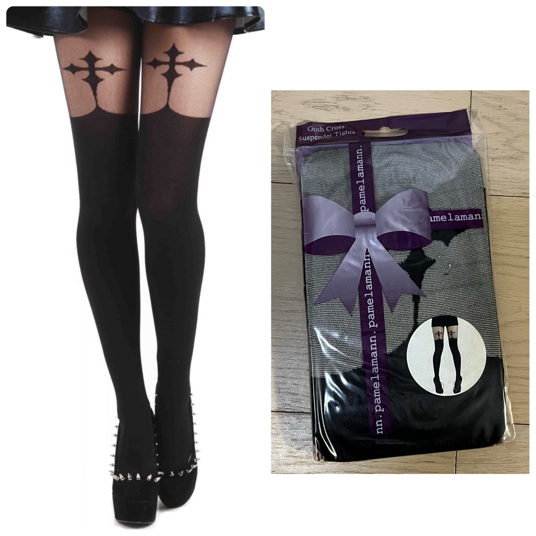 Pamela Mann Goth Cross Suspender Tights