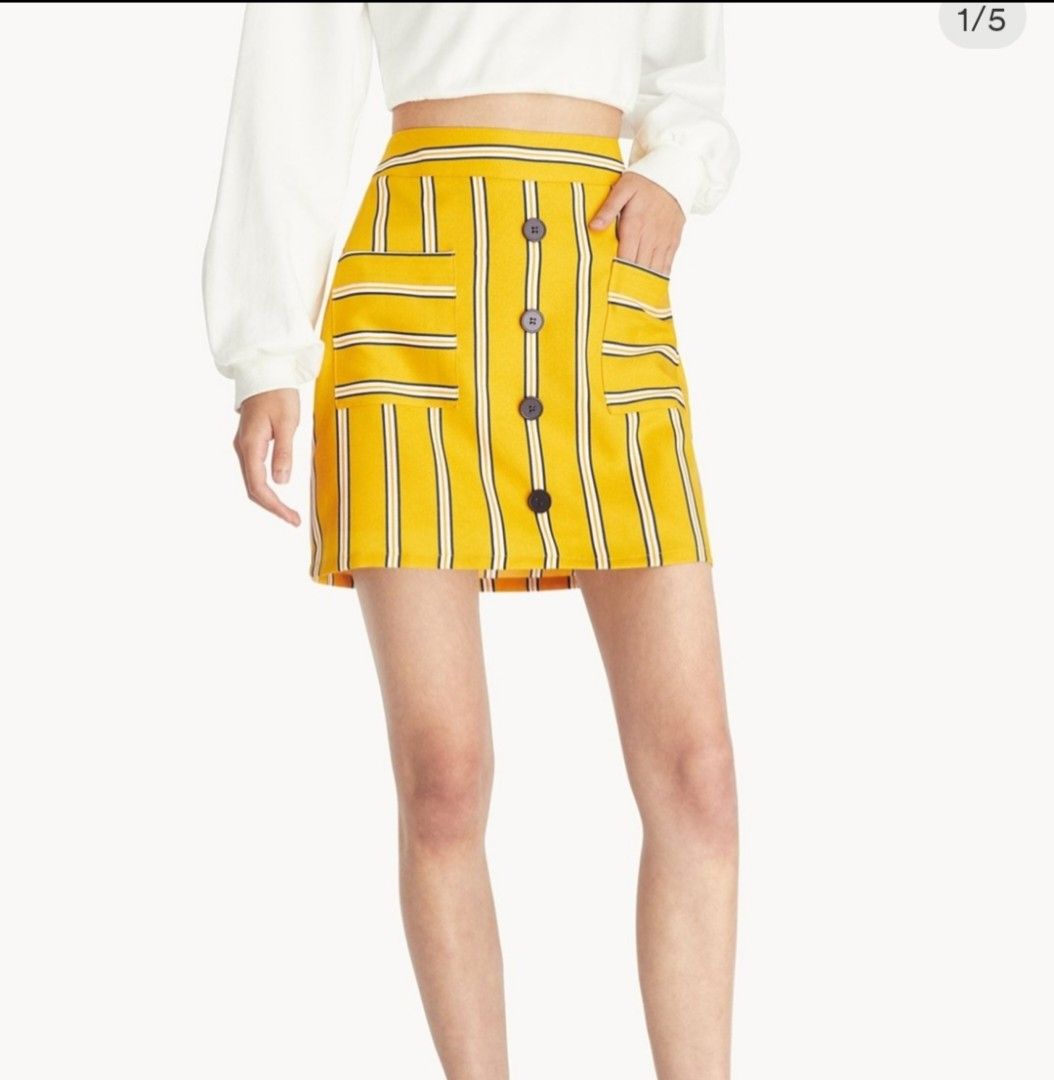 Button up skirt yellow outlet