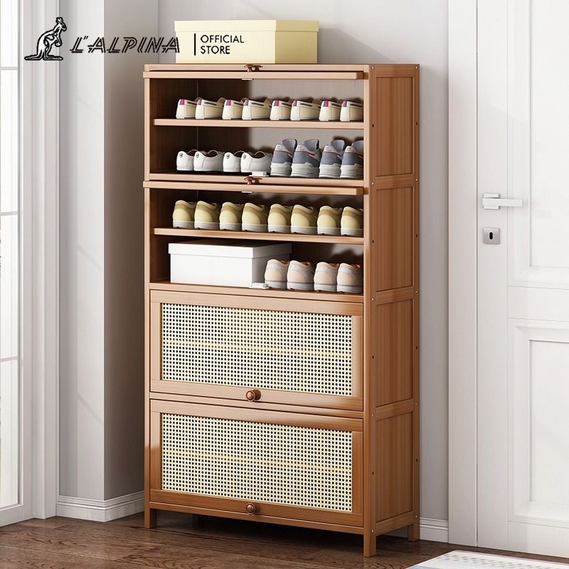 PINA Rattan Bamboo Shoe Rack Shoe Rack Deodorant Breathable Floor ...