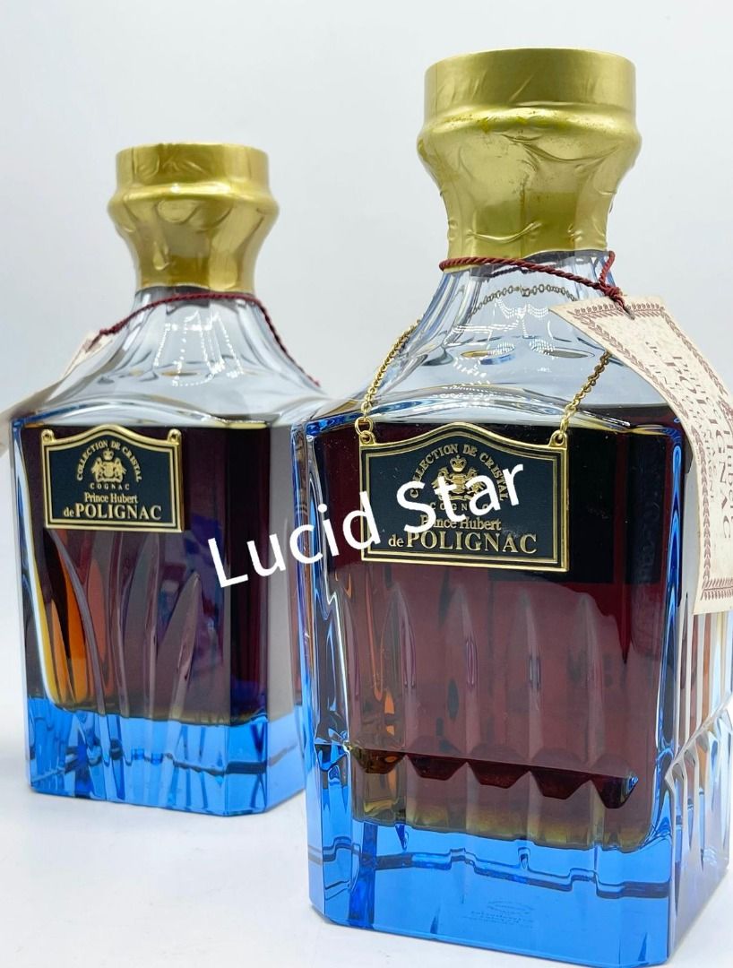 Prince Hubert de Polignac Cognac. Blue Crystal Decanter Prince Hubert de Polignac Cognac. Blue Crystal Decanter