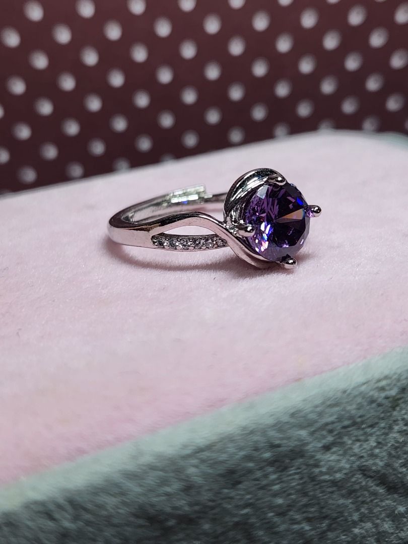 PT950 Silver Purple Moissanite Diamond Adjustable Ring 2.0 Carat Shape Cutting Style Round Brilliant GRA Cert 218453134
