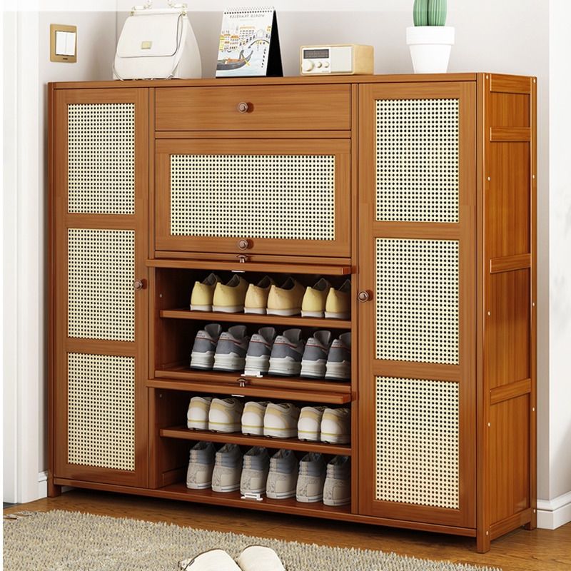 Rattan solid wood Shoe cabinet breathable large capacity deodorant ...