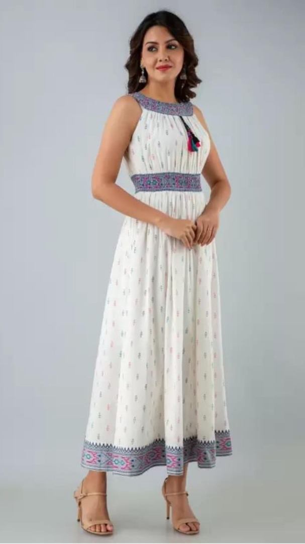 White cotton deals frock design