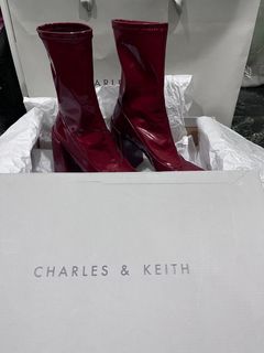 Red boots Charles and keith