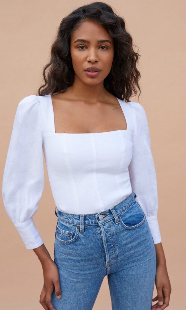 Reformation linen top Women s Fashion Tops Blouses on Carousell