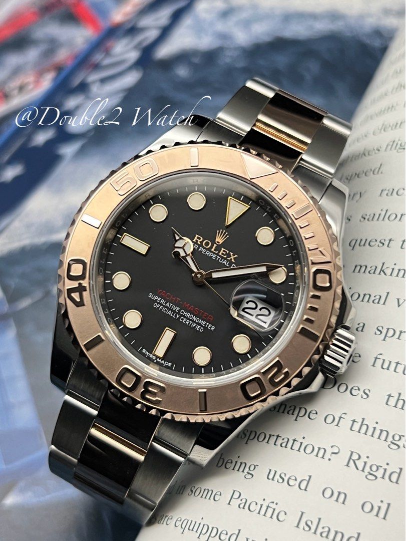 Rolex Yacht Master 40mm 18k Everose Gold Steel Black Dial